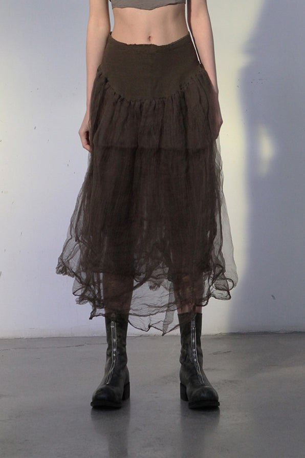 Marc Le Bihan Silk Skirt Six-layer Gauze 25930 Series French Hand-dyed MLB-25930-QINGTONG Bronze